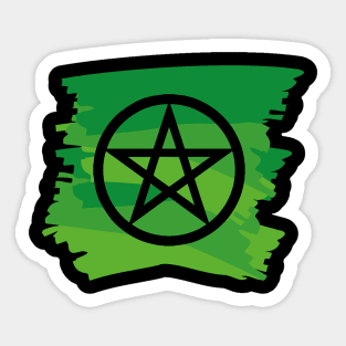 Pagan Pentagram Green Paint Witch Magick Sticker